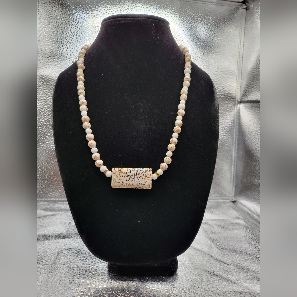 Unique handmade gemstone necklace leopard agate. SIZE: 24inches